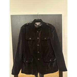 Kenneth Cole Reaction Black Military-Style Velvet Jacket – Size L
